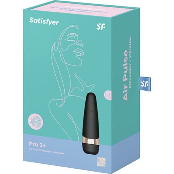 Stimulateur clitoridien à succion Satisfyer Pro 3+ noir avec détails or rose