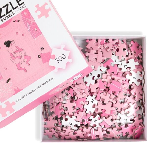 Boîte du jeu érotique Secret Play Sexxxzzle, un puzzle érotique de 300 pièces avec défis pour couples