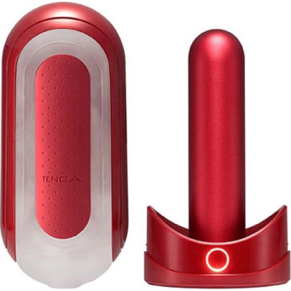 Masturbateur Tenga Flip Zero Red & Warmer Set, de couleur rouge, avec son chauffe-masturbateur Flip Warmer