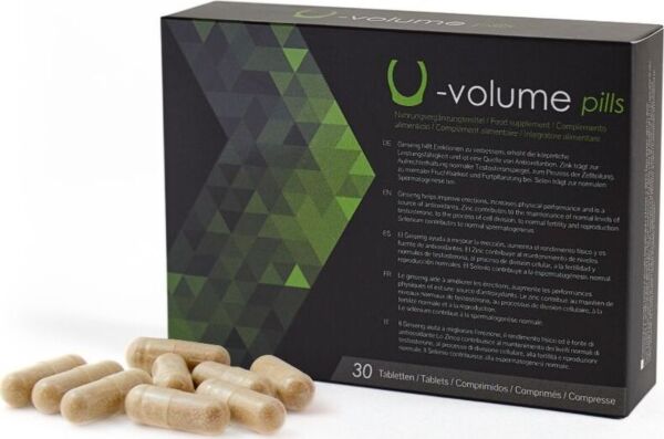 Boîte du complément alimentaire 500Cosmetics U-Volume Pills, avec comprimés