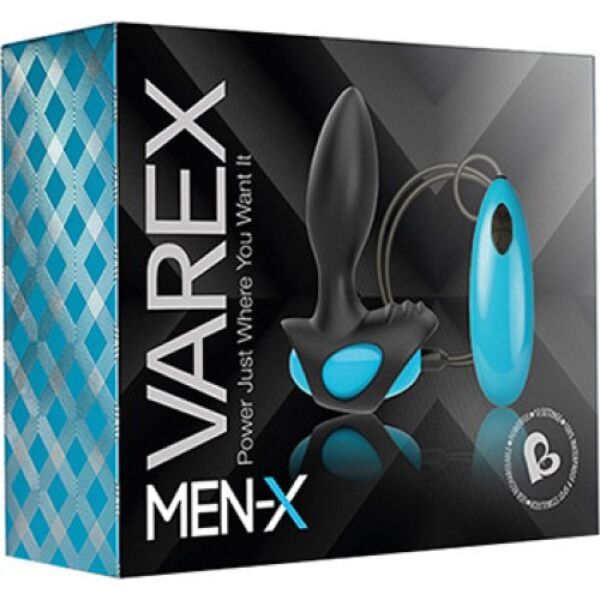 Vibromasseur anal Rocks Off Varex Black and Blue, noir et bleu, avec sa télécommande