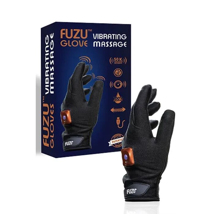 FUZU VIBRATING MASSAGE GLOVE LEFT HAND MEDIUM - BLACK FUZU VIBRATING MASSAGE GLOVE LEFT HAND MEDIUM - BLACK