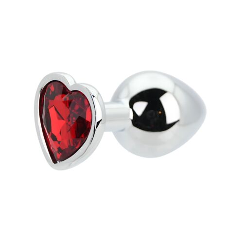 Butt Plug Toosh Heart Shaped Silver avec Pierre Rouge