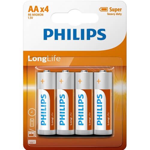 Piles AA Philips de haute qualité - Pack de 4