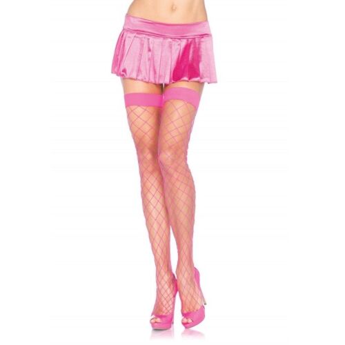 Mi-bas en Nylon Leg Avenue - Résille Rose Fluo