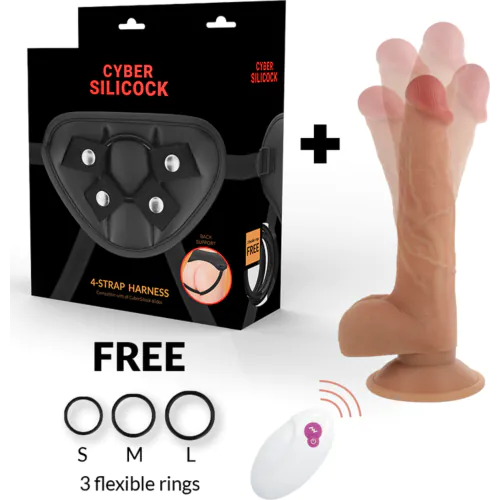 Harnais vibrant CYBER SILICOCK télécommandé avec gode