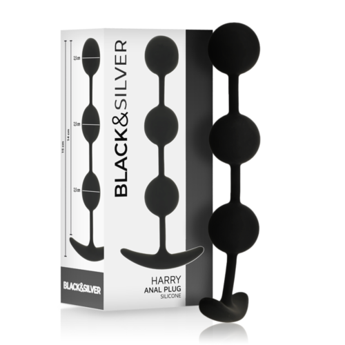 Boules Anales BLACK&SILVER Harry 14 cm en silicone