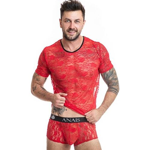 T-shirt ANAIS MEN Brave avec dentelle rouge