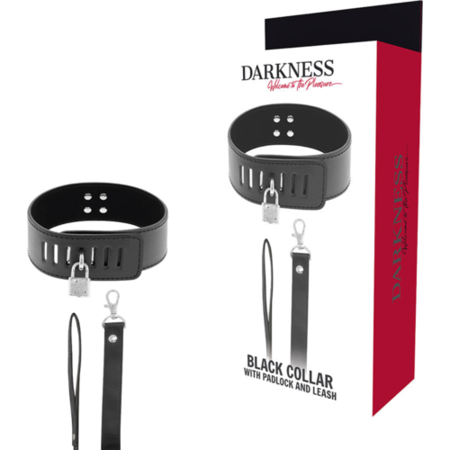 Collier BDSM DARKNESS avec cadenas et confort ajustable