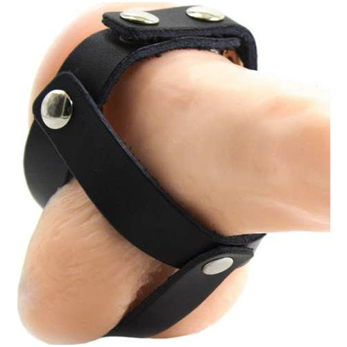 Funda de cuir OHMAMA FETISH pour testicules ajustable