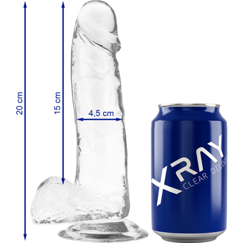 Dildo X RAY 20 cm transparent avec ventouse