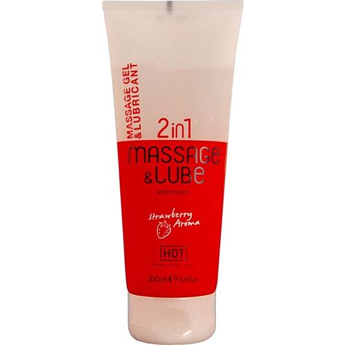 Gel de Massage et Lubrifiant HOT 2 en 1 à la Fraise