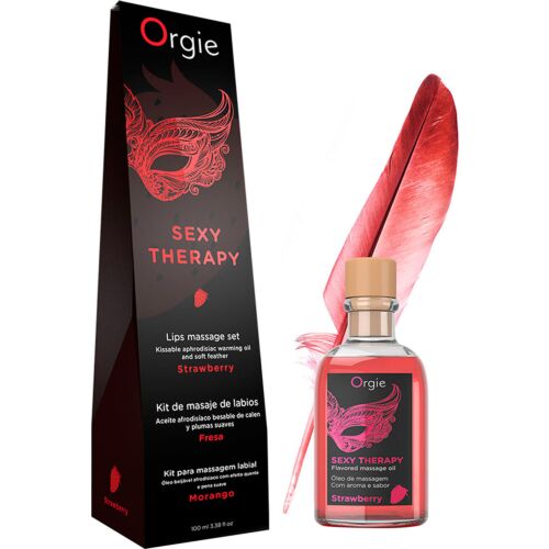 Kit de Massage Lips Orgie avec effet chaleur fraise