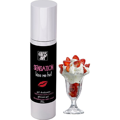 Lubrifiant EROS-ART Fraises Crème 50ml avec effet chauffant