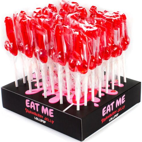 Pack de 40 sucettes pénis à la fraise Secret Play avec présentoir