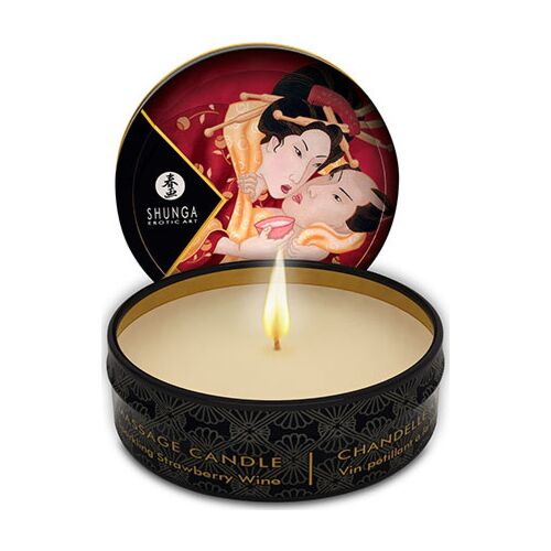 Bougie de Massage SHUNGA Mini Caress Fraises et Cava 30 ml