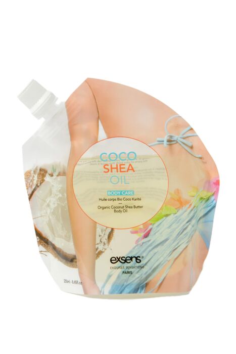 Huile de Massage Exsens Coco Shea Butter 250 ml - Parfum doux de coco