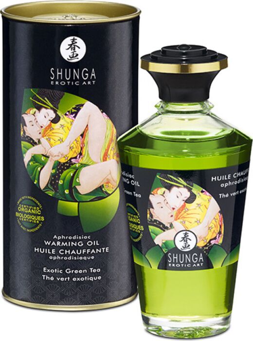Huile de massage chauffante bio SHUNGA au thé vert