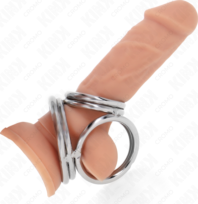 Anillo Pene KINK Triple Metal Cromado - Placer Intenso Anillo Pene KINK Triple Metal Cromado - Placer Intenso