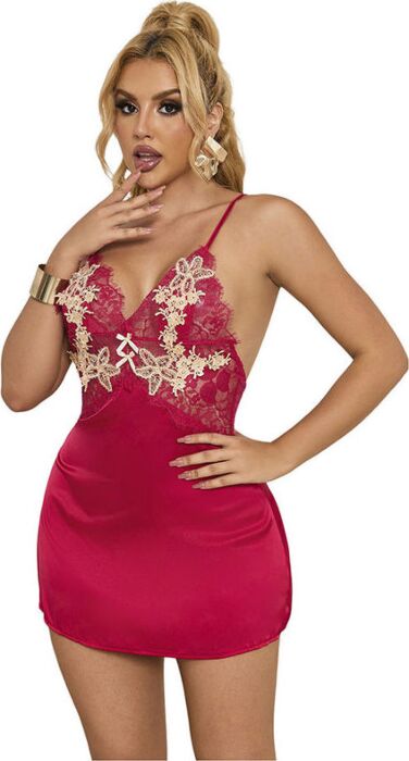 Babydoll Rojo Sublime 954130 Diseño Floral Babydoll Rojo Sublime 954130 Diseño Floral