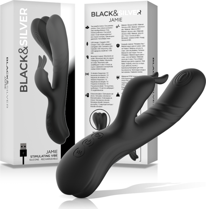 Vibrateur Rabbit BLACK&SILVER Jamie | Double stimulation Vibrateur Rabbit BLACK&SILVER Jamie | Double stimulation