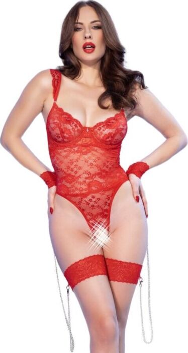 Body Chilirose CR 4881 Rojo Crotchless Sensual