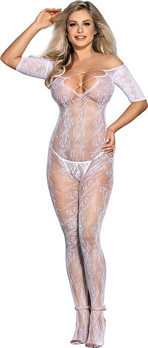 Bodystocking Sublime Crotchless Rosa con Rosas