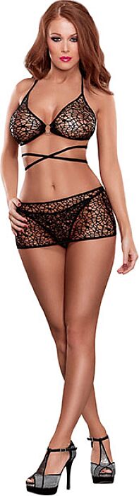 BRA, SKIRT & G-STRING NEGRO L/XL BRA, SKIRT & G-STRING NEGRO L/XL