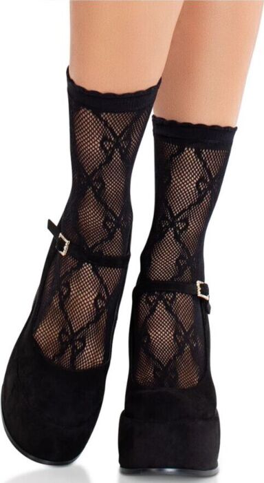 Calcetines de Encaje Leg Avenue Lazo Negro Chic Calcetines de Encaje Leg Avenue Lazo Negro Chic