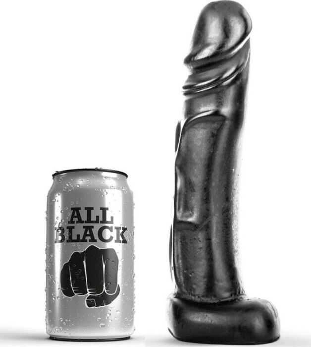 Gode réaliste ALL BLACK 22 cm — grand et souple
