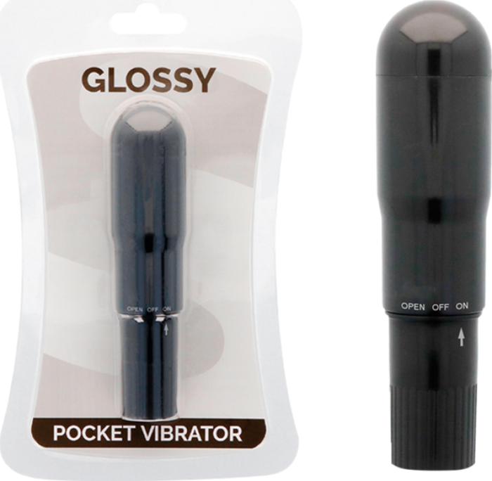 Glossy pocket vibrador negro