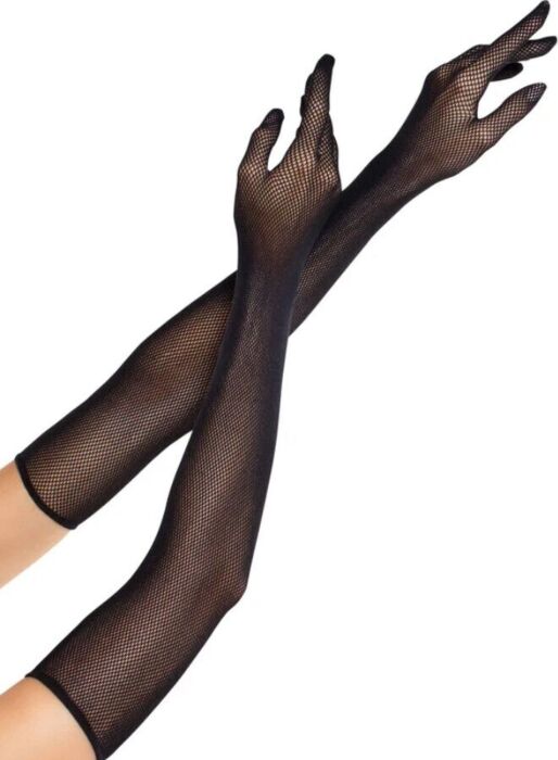 Guantes de Rejilla Leg Avenue Largos de Ópera Negros