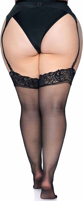 Leg avenue medias de nylon negras con encaje superior plus Leg avenue medias de nylon negras con encaje superior plus