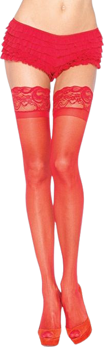Leg avenue medias rojas con encaje autoadhesivas