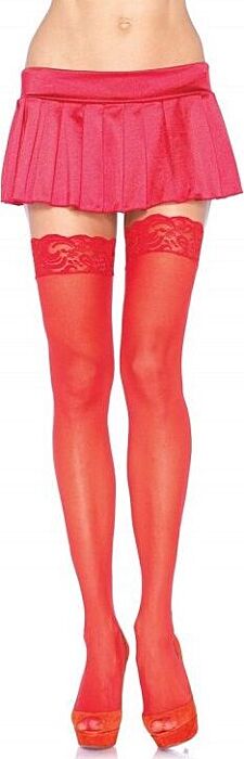 Legavenue medias rojas con encaje superior