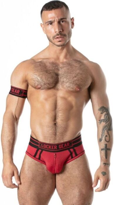 Slip de sport LOCKER GEAR SPORT MESH JOCK BRIEF rouge L