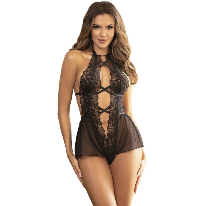 SUBBLIME - TEDDY HALTER NECK BARE BACK LACE BLACK L/XL SUBBLIME - TEDDY HALTER NECK BARE BACK LACE BLACK L/XL