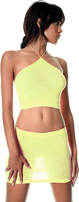 TOP Y FALDA LUREX AMARILLO NEON