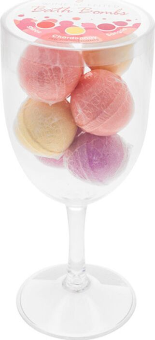 Wine Glass w/ 6 Wine Scented Bath Bombs