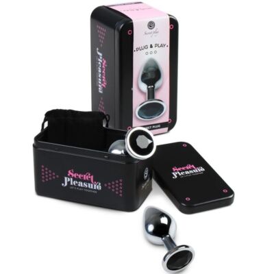 Plug anal noir en métal de taille moyenne