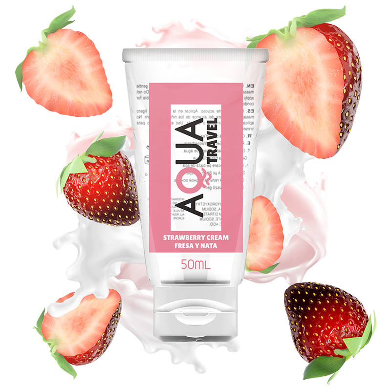 Aqua Travel - Lubrifiant à base d'eau saveur Fraises et Crème - 50 ml