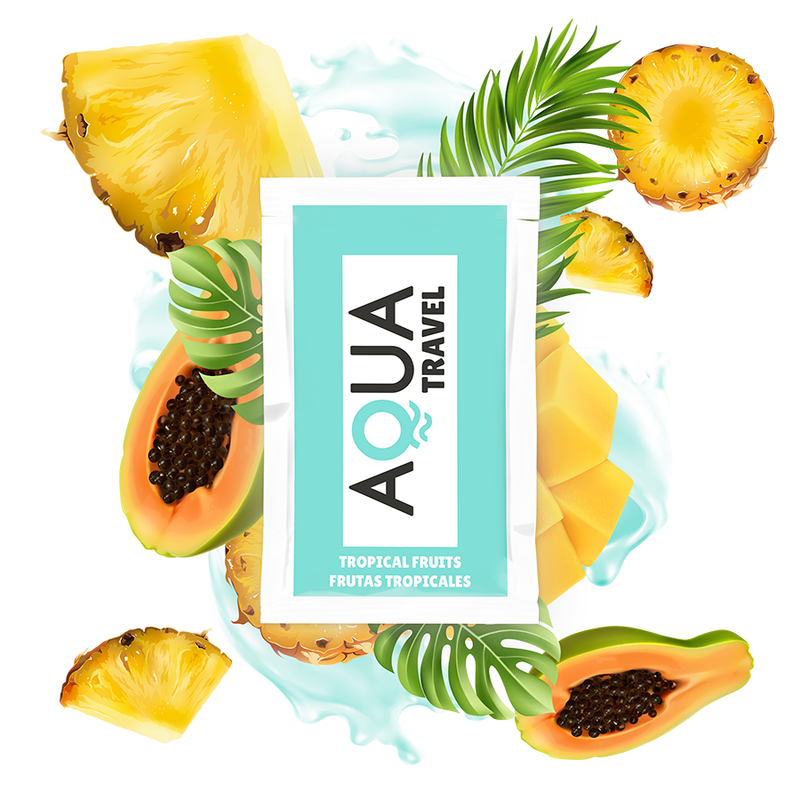 Aqua Travel - Lubrifiant à base d'eau saveur fruits tropicaux 6 ml - Sex Shop