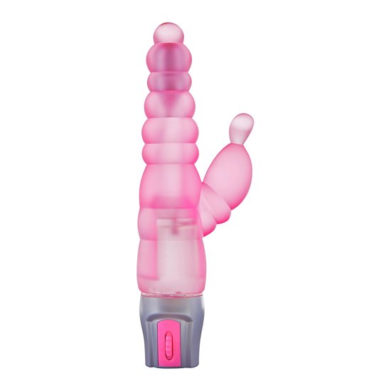 vibrateur rose avec stimulateur clitoridien et argent