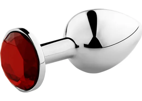 Plug anal Secretplay en métal avec bijou rouge, taille S